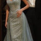 Strapless Crystal Layered Tulle Gown By Ladivine CB158 - Women Evening Formal Gown - Special Occasion