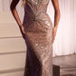 Embellished Scoop Neckline Mermaid Gown By Ladivine CM371 - Women Evening Formal Gown - Special Occasion