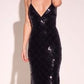 Sequins V-Neckline Sheath Gown By Amoris T1001P - Women Evening Formal Gown - Special Occasion