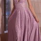 Glitter V-Neck A-Line Slit Gown By Amoris T214 - Women Evening Formal Gown - Special Occasion