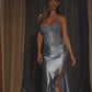 Vestido de noche formal para mujer con escote redondo y abertura en la pierna de Ladivine CC475 - Ocasiones especiales