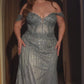 Sequin Off The Shoulder Gown By Ladivine CC341C - Women Evening Formal Gown - Curves
