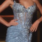 Strapless V-Neckline Leg Slit Gown By Ladivine CD727 - Women Evening Formal Gown - Special Occasion