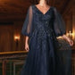 Embellished Layered Tulle A-Line Gown by Cinderella Divine CD0101 - Special Occasion/Curves