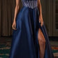 Mikado & crystal A-Line Gown By Ladivine CK2405 - Women Evening Formal Gown - Special Occasion