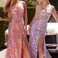 Sequin Embroidery Leg Slit Gown By Ladivine Y038 - Women Evening Formal Gown - Special Occasion