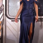 Off The Shoulder Leg Slit Gown By Ladivine CC456 - Women Evening Formal Gown - Special Occasion