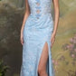 Floral Lace Bodice Leg Slit Gown by Andrea and Leo A1499 - Special Occasion