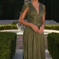 Deep V-Neckline A-Line Gown By Ladivine CD413 - Women Evening Formal Gown - Special Occasion/Curves