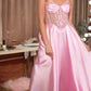Strapless Floral Beadwork A-Line Gown By Ladivine CD389 - Women Evening Formal Gown - Special Occasion
