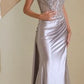 Asymmetrical Neckline Leg Slit Gown By Ladivine CC0329 - Women Evening Formal Gown - Special Occasion