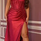 Sweetheart Neckline Leg Slit Gown By Ladivine CC463C - Women Evening Formal Gown - Curves
