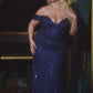 Sequin Off The Shoulder Gown By Ladivine CC341C - Women Evening Formal Gown - Curves