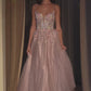 Glitter A-Line Layered Tulle Gown By Ladivine CD740 - Women Evening Formal Gown - Special Occasion