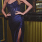 Vestido de noche formal para mujer con escote redondo y abertura en la pierna de Ladivine CC475 - Ocasiones especiales