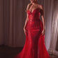 Beaded Fitted Thin Straps Mermaid Gown By Ladivine CD863 - Women Evening Formal Gown - Special Occasion