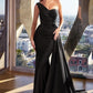 Satin One Shoulder Mermaid Gown by Cinderella Divine PT004 - Special Occasion