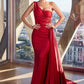 Satin One Shoulder Mermaid Gown by Cinderella Divine PT004 - Special Occasion