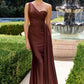 Satin One Shoulder Mermaid Gown by Cinderella Divine PT004 - Special Occasion