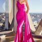 Satin One Shoulder Mermaid Gown by Cinderella Divine PT004 - Special Occasion