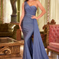 Satin One Shoulder Mermaid Gown by Cinderella Divine PT004 - Special Occasion