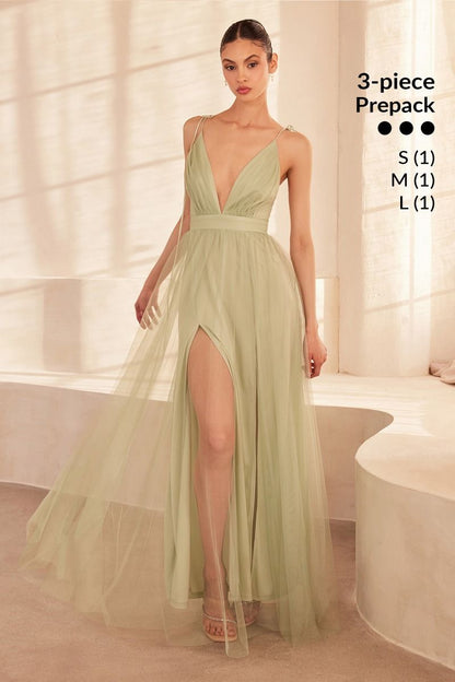 Tulle V-Neckline A-Line Gown By Amoris SE005P - Women Evening Formal Gown - Special Occasion