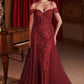 Embellished Off The Shoulder Sequin Gown by Cinderella Divine SF009 - Special Occasion/Curves