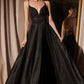 Glitter V-Neck A-Line Slit Gown By Amoris T214 - Women Evening Formal Gown - Special Occasion