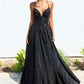 Glitter V-Neck A-Line Slit Gown By Amoris T214 - Women Evening Formal Gown - Special Occasion