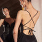 Glitter V-Neck A-Line Slit Gown By Amoris T214 - Women Evening Formal Gown - Special Occasion