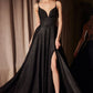 Glitter V-Neck A-Line Slit Gown By Amoris T214 - Women Evening Formal Gown - Special Occasion