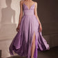 Glitter V-Neck A-Line Slit Gown By Amoris T214 - Women Evening Formal Gown - Special Occasion