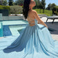 Glitter V-Neck A-Line Slit Gown By Amoris T214 - Women Evening Formal Gown - Special Occasion