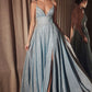Glitter V-Neck A-Line Slit Gown By Amoris T214 - Women Evening Formal Gown - Special Occasion