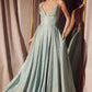 Glitter V-Neck A-Line Slit Gown By Amoris T214 - Women Evening Formal Gown - Special Occasion