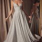 Glitter V-Neck A-Line Slit Gown By Amoris T214 - Women Evening Formal Gown - Special Occasion