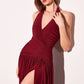 Halter Neckline Leg Slit Gown By Astee T502 - Women Evening Formal Gown - Special Occasion