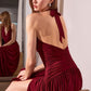 Halter Neckline Leg Slit Gown By Astee T502 - Women Evening Formal Gown - Special Occasion