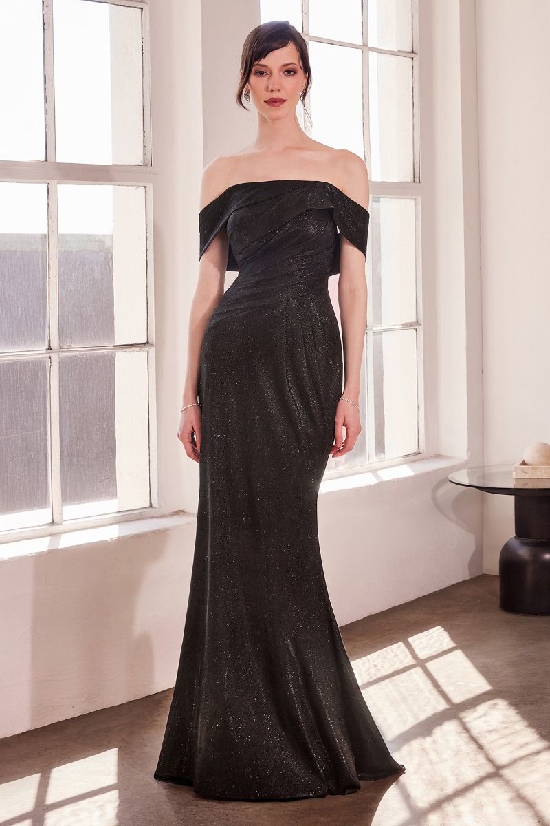 Glitter Off Shoulder Sheath Gown By Amoris T603 - Women Evening Formal Gown - Special Occasion