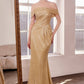 Glitter Off Shoulder Sheath Gown By Amoris T603 - Women Evening Formal Gown - Special Occasion