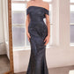 Glitter Off Shoulder Sheath Gown By Amoris T603 - Women Evening Formal Gown - Special Occasion