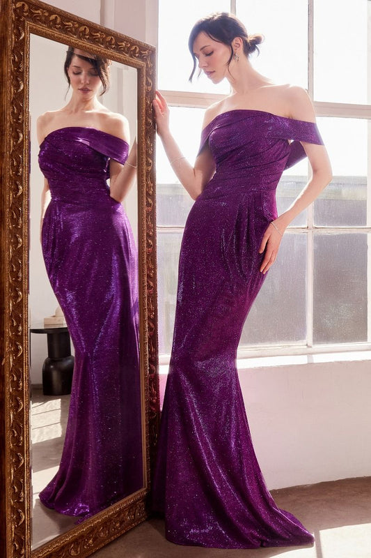 Glitter Off Shoulder Sheath Gown By Amoris T603 - Women Evening Formal Gown - Special Occasion