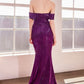 Glitter Off Shoulder Sheath Gown By Amoris T603 - Women Evening Formal Gown - Special Occasion