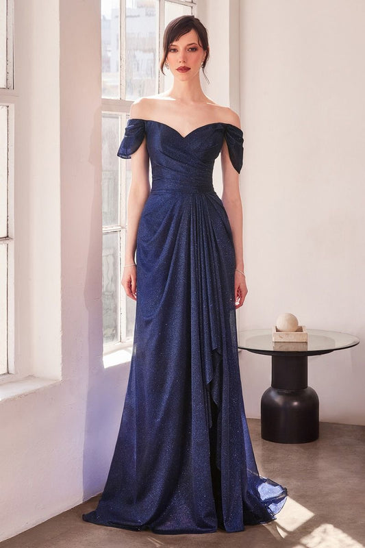 Glitter Off The Shoulder Gown By Amoris T604 - Women Evening Formal Gown - Special Occasion