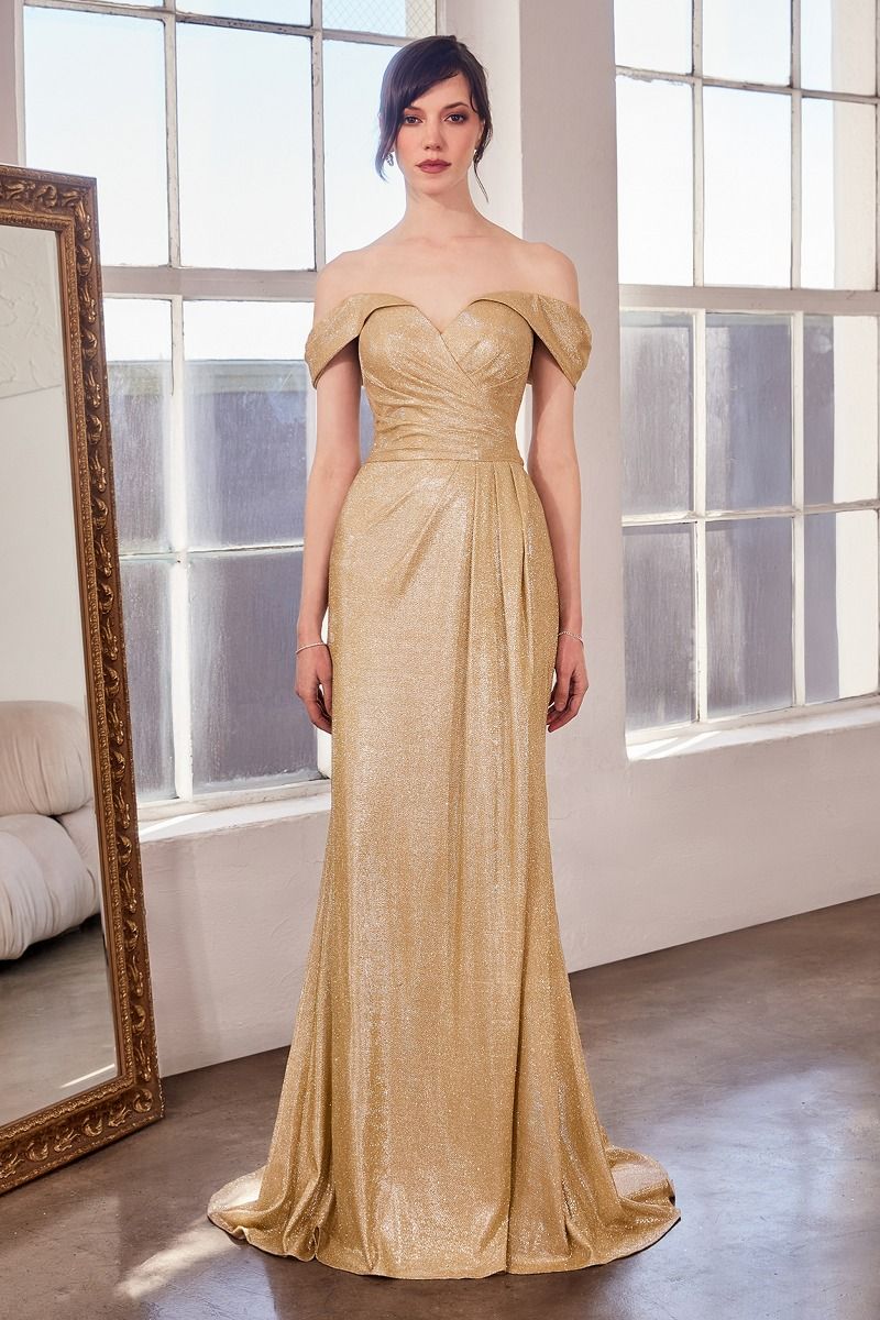 Amoris T605 Long Slit Formal Glitter Prom Dress - Gold / M Amoris T605 Long Slit Formal Glitter Prom Dress - Gold / M