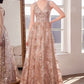 Glitter Print A-Line Gown By Amoris T606 - Women Evening Formal Gown - Special Occasion