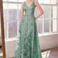Glitter Print A-Line Gown By Amoris T606 - Women Evening Formal Gown - Special Occasion