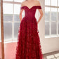 Glitter Off Shoulder A-Line Gown By Amoris T607 - Women Evening Formal Gown - Special Occasion