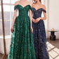 Glitter Off Shoulder A-Line Gown By Amoris T607 - Women Evening Formal Gown - Special Occasion