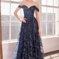 Glitter Off Shoulder A-Line Gown By Amoris T607 - Women Evening Formal Gown - Special Occasion